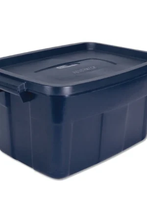 Rubbermaid® Roughneck Storage Box, 14 Gal, 15.88" X 23.88" X 12.25", Dark Indigo Metallic